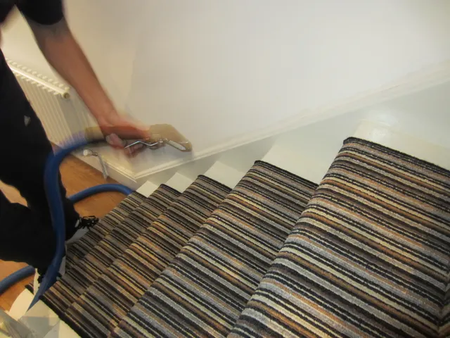 Cleaning the stairs tread by tread